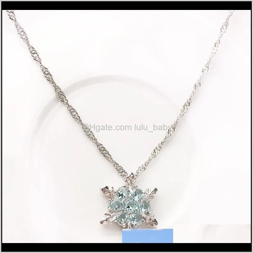 droppshiping fashion women crystal zircon snowflake pendant necklace jewelry christmas new year gifts bfj55