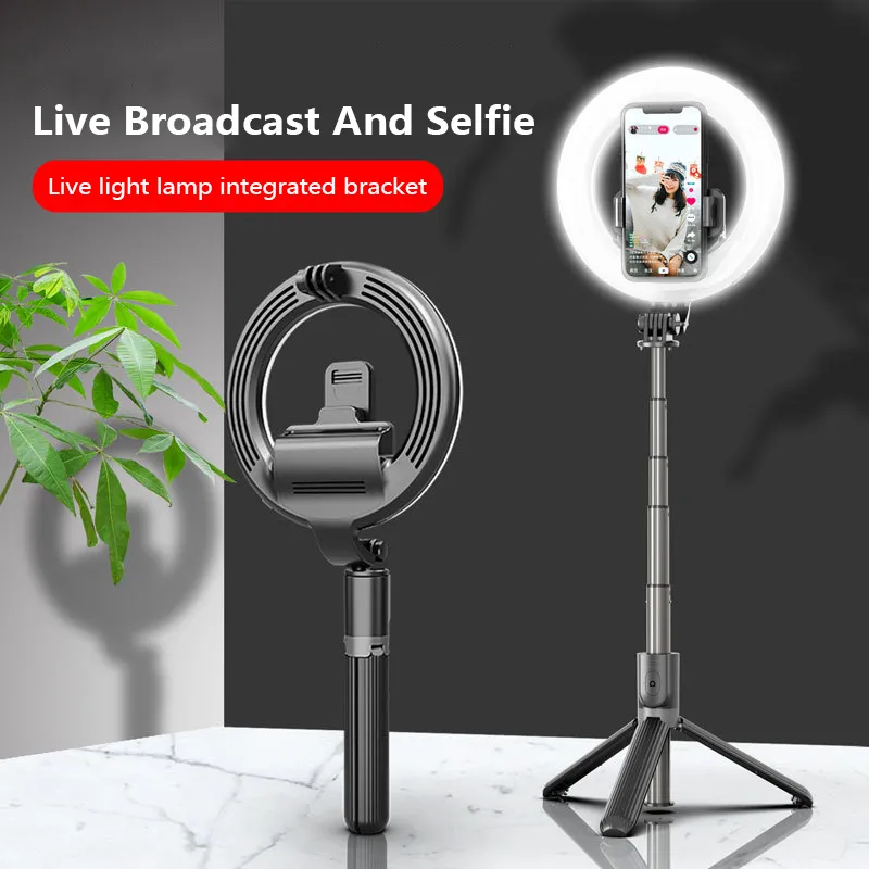 Telefon selfie çubuğu 2024 L07 Tripods Monopodlar 5 inç LED halka 3 Parlaklık seviyeleri doldurma ışığı uzatılabilir bluetooth uzaktan kumanda