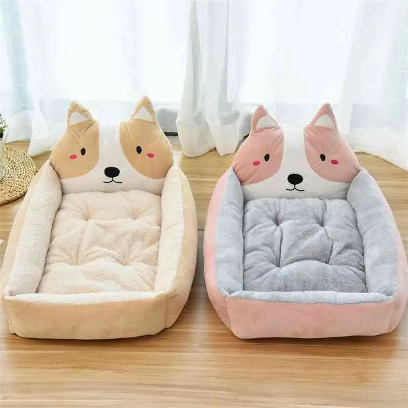 Hundbädd Avtagbar och tvättbar Teddy Cartoon Pet Nest Pet Ssupplies Large Dog Golden Dog Bed Mat Pet Tillbehör Katt Bed 210924