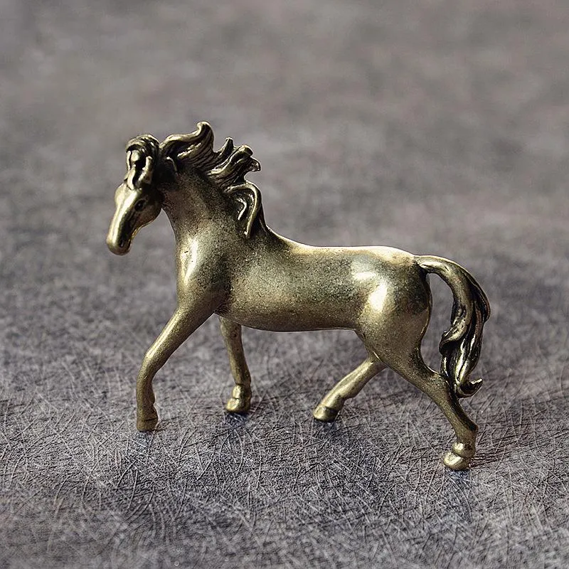 Decorative Objects & Figurines Brass Animal Horse Lucky Feng Shui Home Decorations Crafts Accessories Desktop Ornaments Vintage Copper Minia