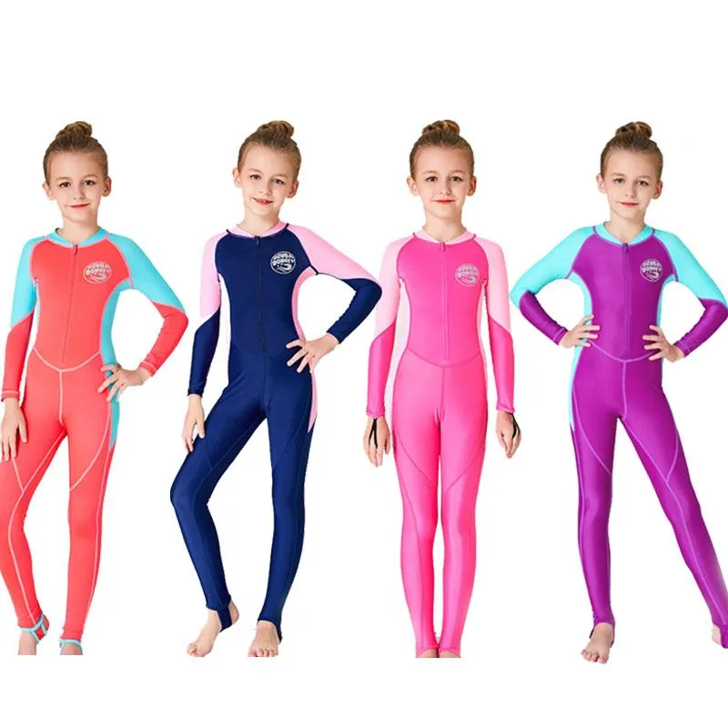 水泳のhisea hisea fishihd children diving diving suit actydrying水着の女の子長袖サーフィン水着ウェットスーツのための水着