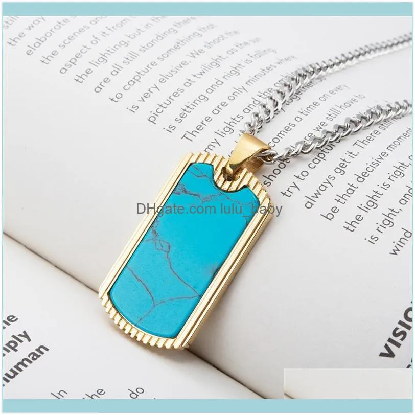 Pendant Necklaces Luxury Designs Stainless Steel Men For Women Accessories Minimalist Style Blue Color Stone Jewelry 2021
