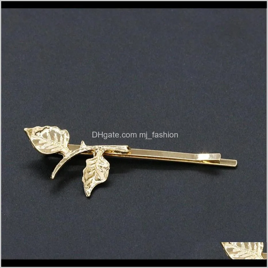 shape tree leaves with bird on branch resin diamond hairpin gold or silver plated for women girls hair clip 2331