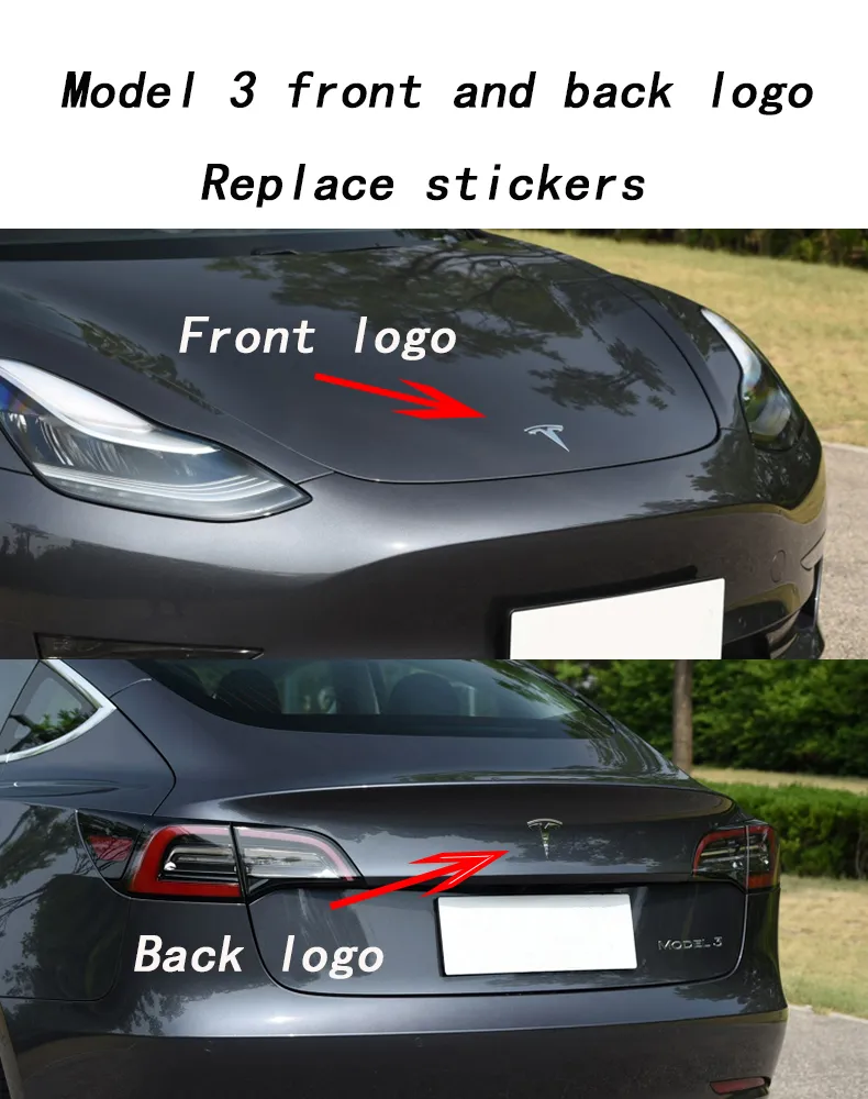 Auto Original Logo Metall Ersatz Aufkleber Für Tesla Modell 3 Vorderseite  Rückseite Stamm Logo Ersetzen Emblem Aufkleber Aufkleber Zubehör 300g
