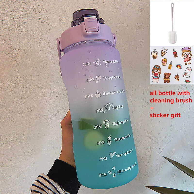 Big Sale! 64oz Large Water Bottle with Straw Time Marker Leakproof Sports  Bottle