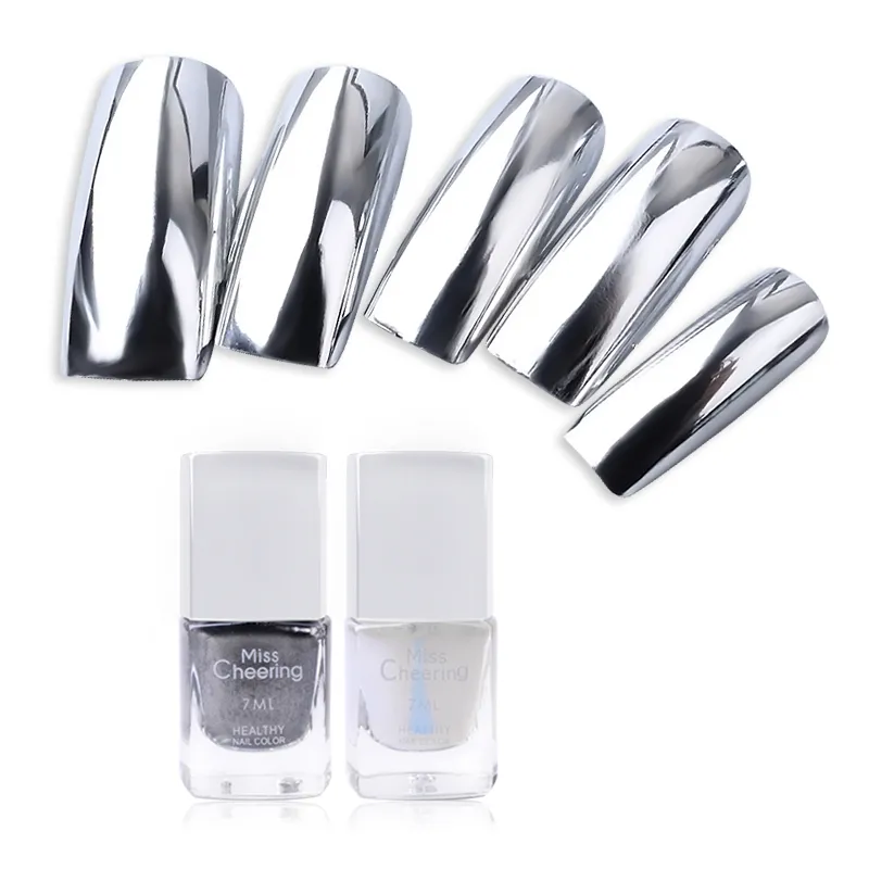 Atacado- Misscheering prata espelho esmalte polonês base casaco casca de metal verniz manicure metálico arte