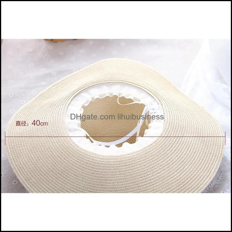 simple Foldable Wide Brim Floppy Girls Straw Hat Sun Hat Beach Women Summer Hat UV Protect Travel Cap Lady Cap Female C0305 Y0910