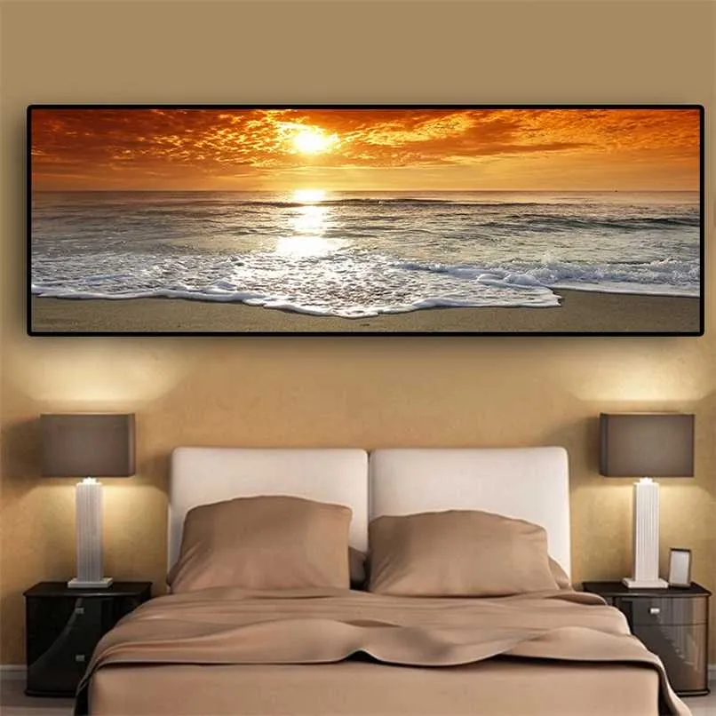 Sunsets Natural Sea Beach Landscape Posters And Prints Canvas Painting