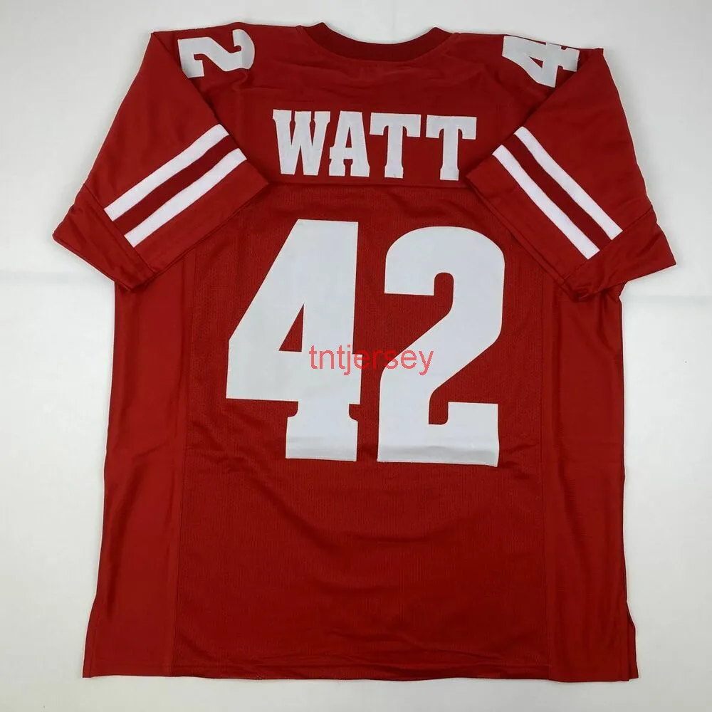 PERSONNALISÉ Nouveau TJ T.J. WATT Wisconsin Red College Maillot de football cousu AJOUTER N'IMPORTE QUEL NUMÉRO DE NOM