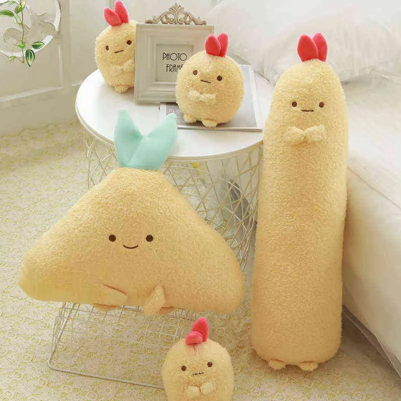 New Plush Toy Stuffed Doll Cute Cartoon San-X Sumikko Gurashi Pendant Shrimp Long Body Tempura Pillow Cushion Christmas Present Y211119