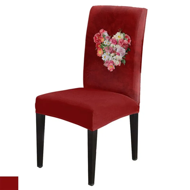 Chair Covers Red Love Flower Dining Room Spandex Elastic For Wedding El Banquet