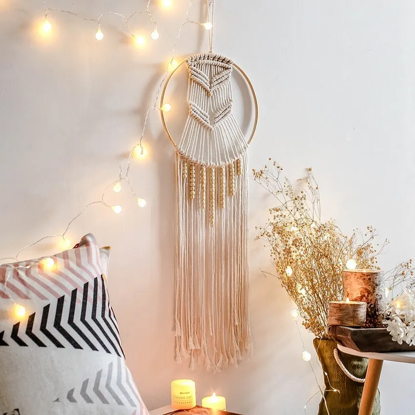 Boho macrame tapestry vägg hängande diy sovrum vardagsrum dekoration barn handgjorda vävda heminredning