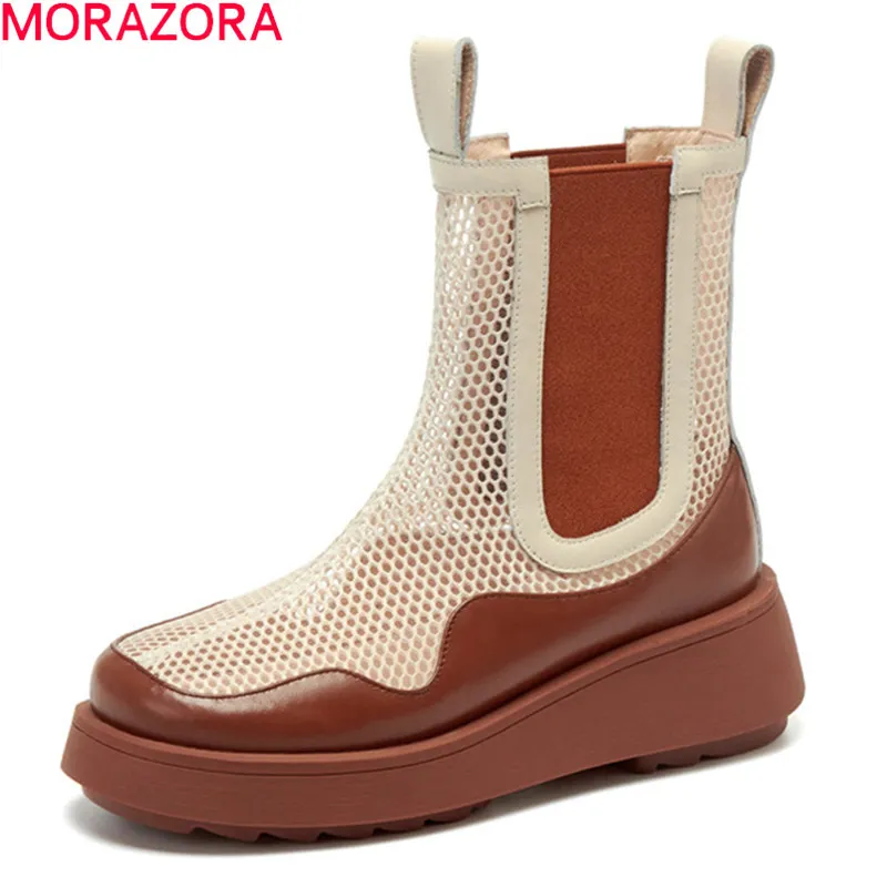 MORAZORA Arrival Women Boots Genuine Leather Ankle Boots Comfortable Breathable Spring Autumn Casual Shoes 210506