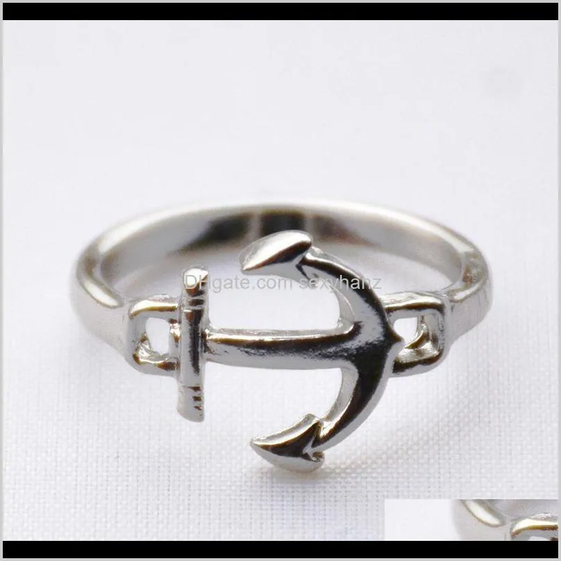 new design anchor band rings gold silver color anchor finger ring fashion alloy ring jewelry for women wholesale