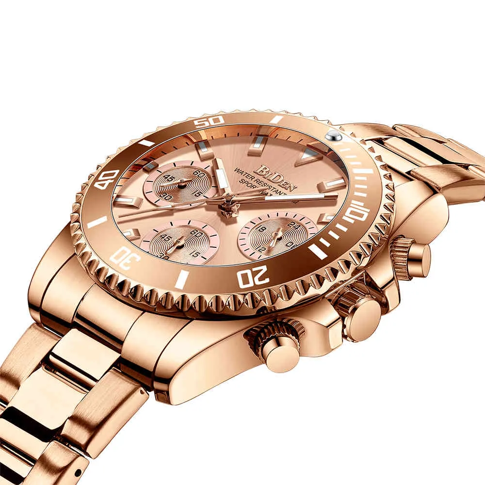 BIDEN Japanese gold fashion business creative steel ladies bracelet watch female waterproof