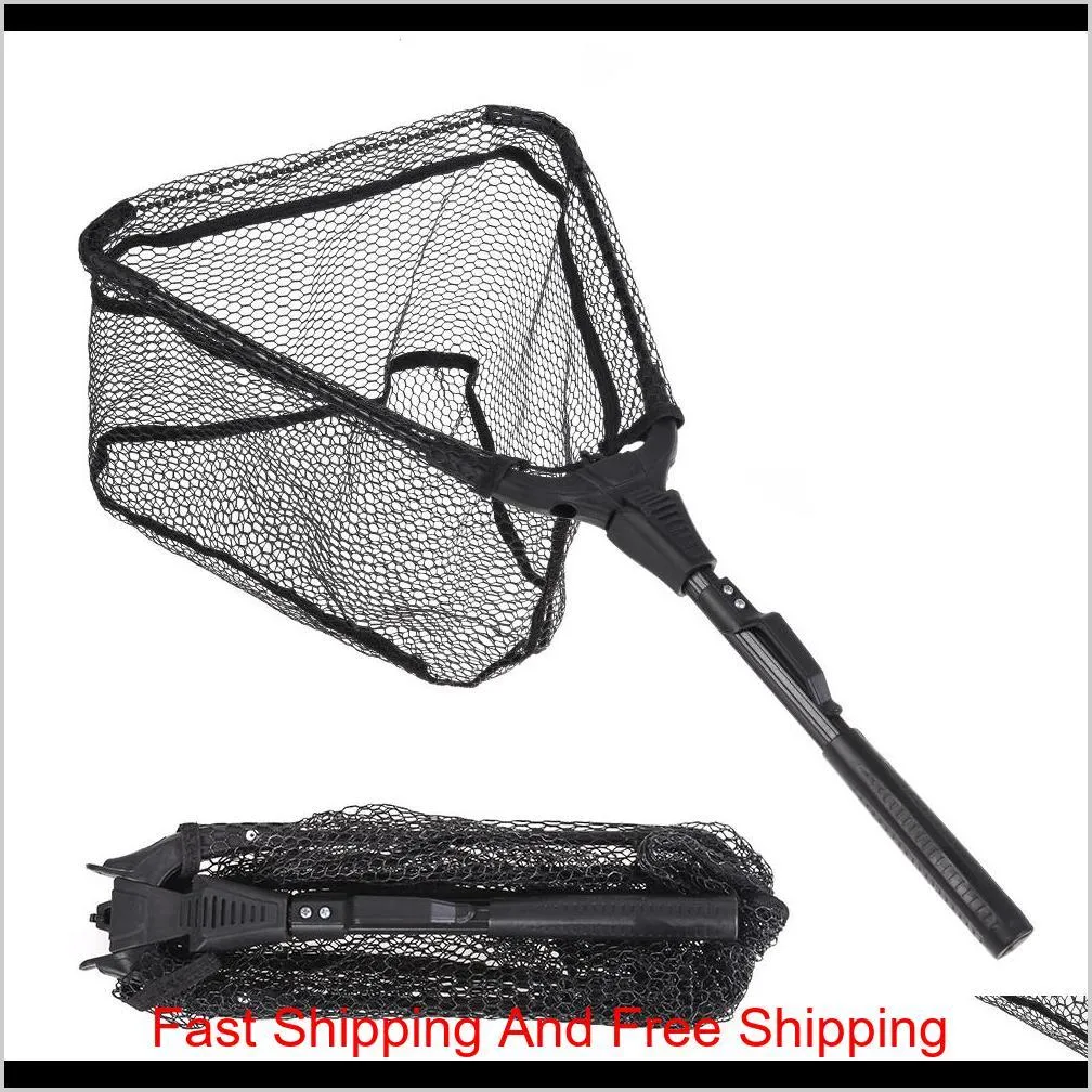 s/m folding fish landing net portable collapsible triangular fishing net fish aluminum alloy + nylon + rubber fishing