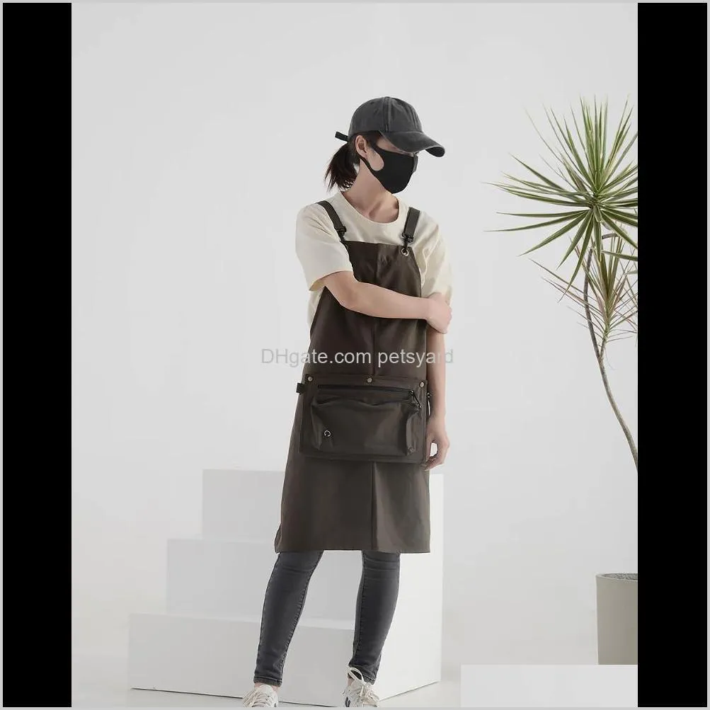 unisex waterproof apron for handwork man woman cotton canvas antifouling working outfit aprons with adjustable strap waist bag