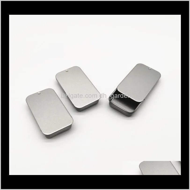 silver sliding tin box mint packing box food container boxes small metal case size 80x50x15mm sn2423