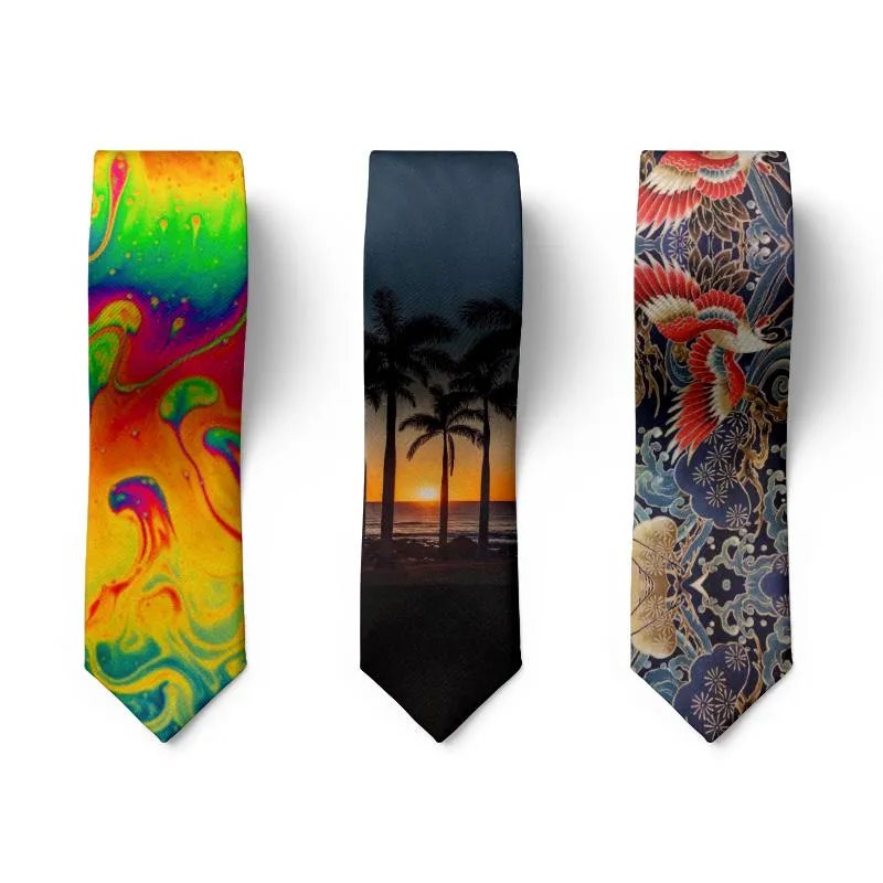 Men Fashion Tie Funny 8cm Width Beach Designer Hallowmas Character Cravate Mens Party Holiday Gift Casual Wedding Neckties Neck Ties