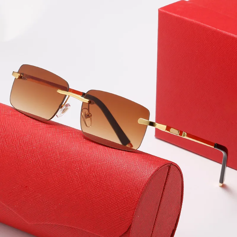 Kvinnors designer solglasögon trendiga solglasögon ramfritt metall fyrkant prydnadsmode ins net röda samma män och kvinnor mode anti