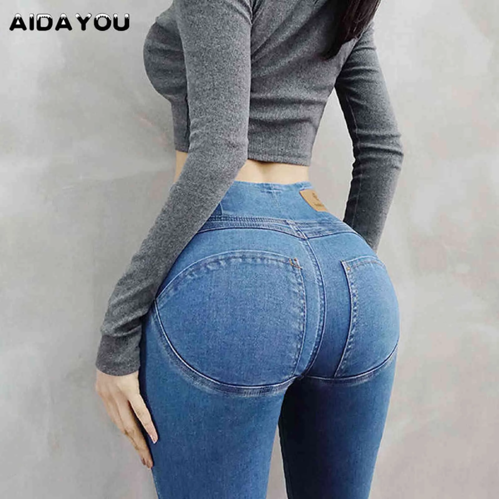 Sexy Butt Jeans Para Mujeres High Rise Curvy Shapewear Cintura