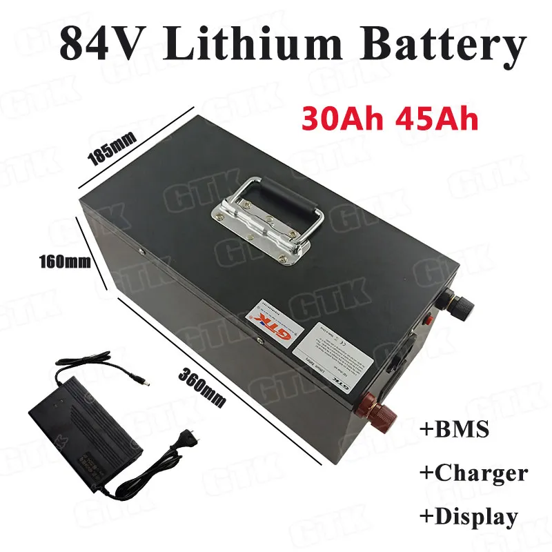 High quality 84V 30Ah 45Ah lithium ion battery pack with BMS for 6700W 4200W motorcycle scooter golf cart motorhome+5A Charger