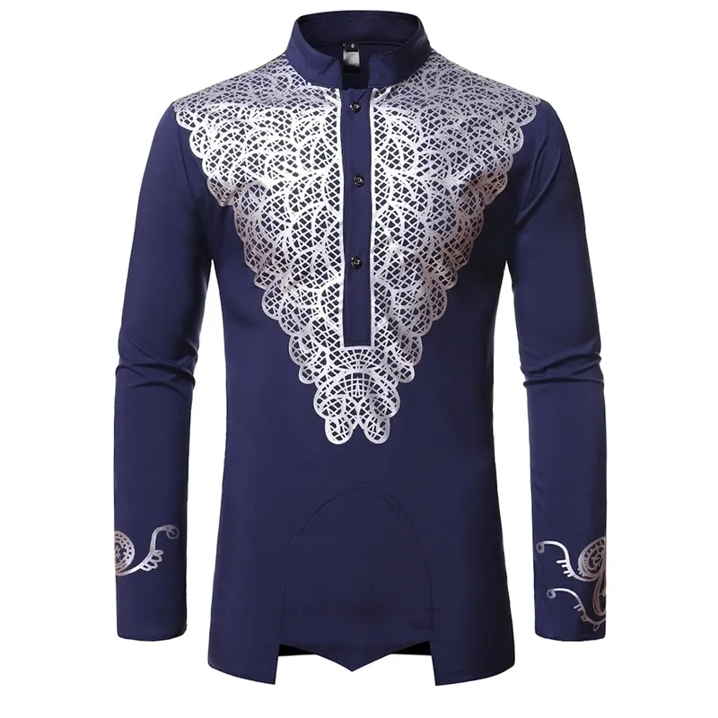Metallic Gold Print African Man Clothing Agbada Kaftan Attire White Wedding Mens Dress Shirts Nehru Collar Dashiki Shirt 210522 Metallic Gold Print African Man Clothing Agbada Kaftan Attire White Wedding Mens Dress Shirts Nehru Collar Dashiki Shirt 210522