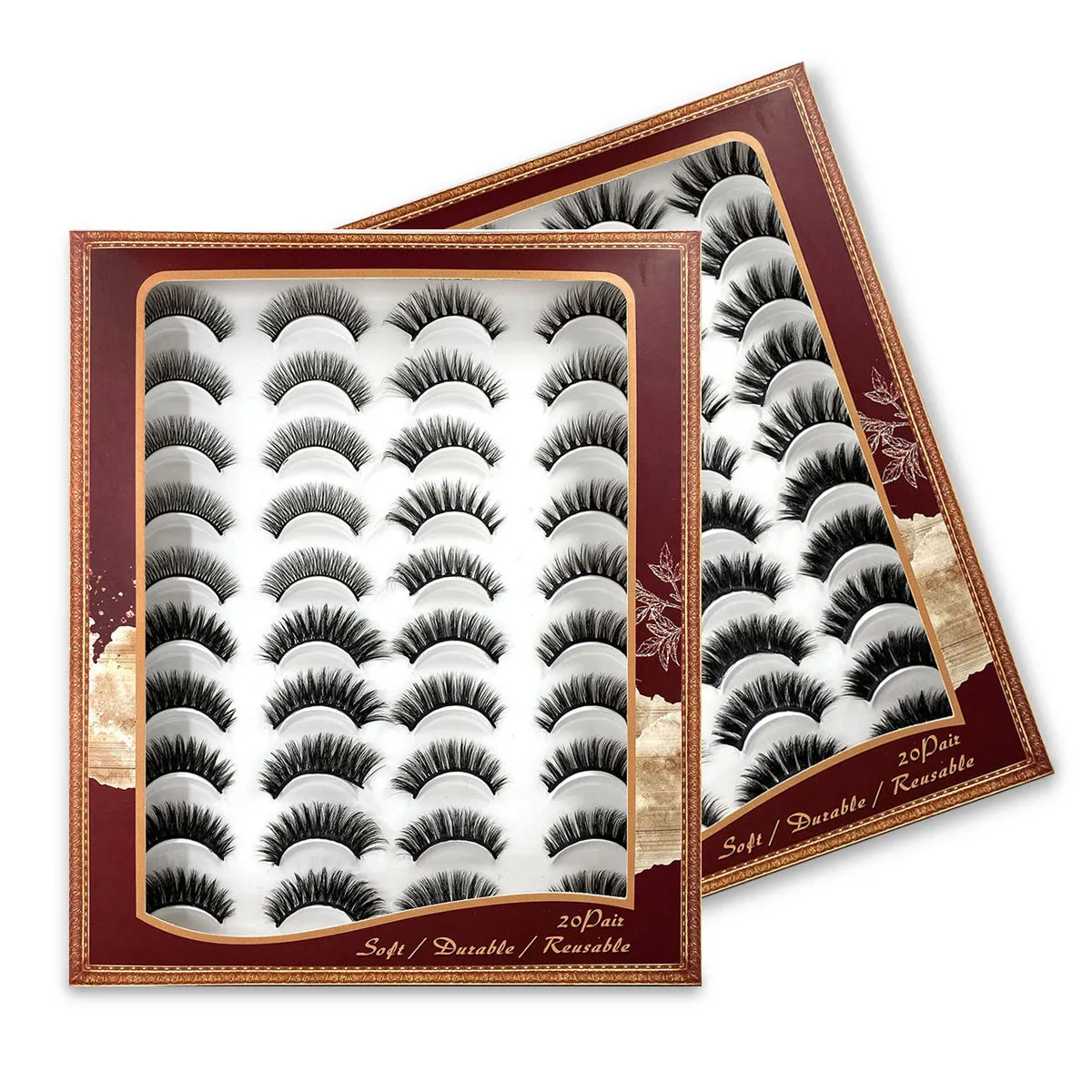 20 par per pack 3d faux mink ögonfransar naturliga långa falska fransar eyelash förlängning gör upp verktyg grossistleverantörer