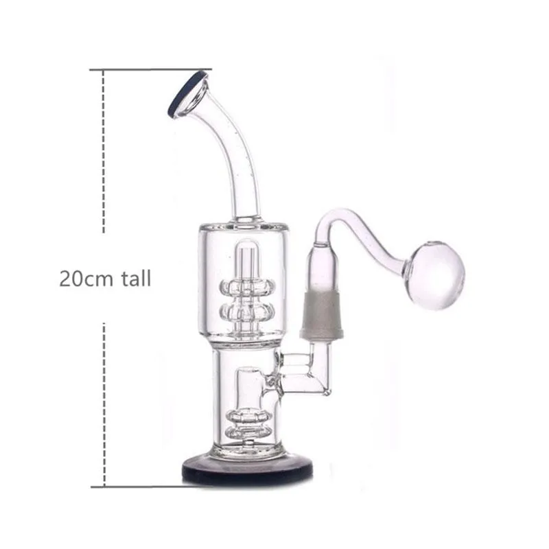 8 Inchs smoking water pipe Bong Thick Glass beaker Bongs Stereo Matrix perc Heady Recycler Oil Rigs With 14mm male glass oil burner pipes