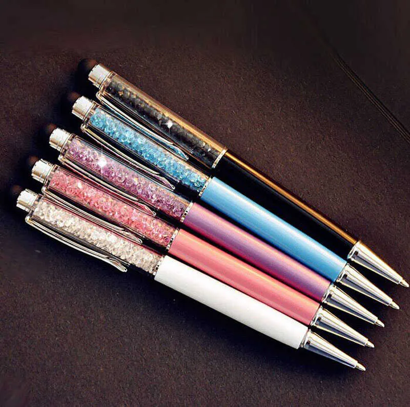 Fashion Design Creative Crystal Pen Diamond Ballpoint Pens Cancelleria Ballpen Stylus 20 colori Oily Black Refill