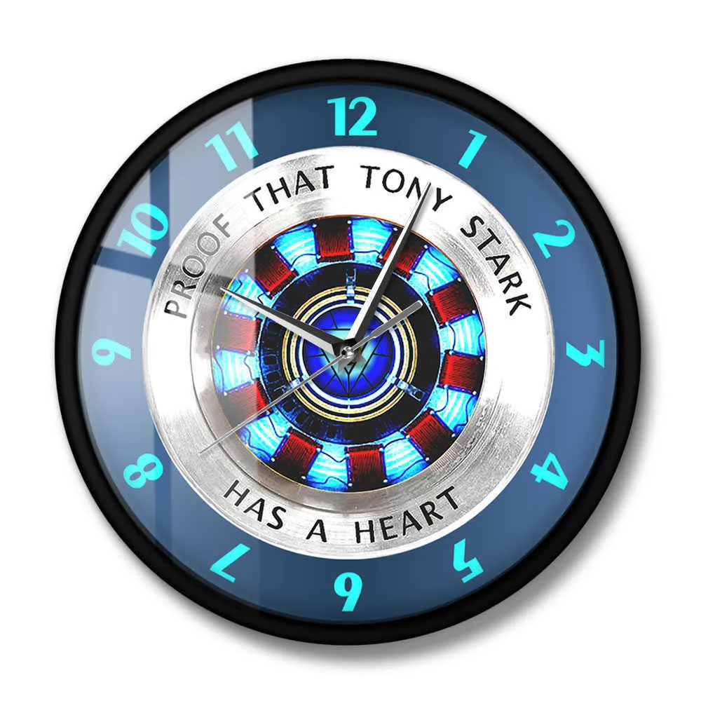Heart Of A Hero: Tony Stark Arc Reactor Wall Clock Orologio Film