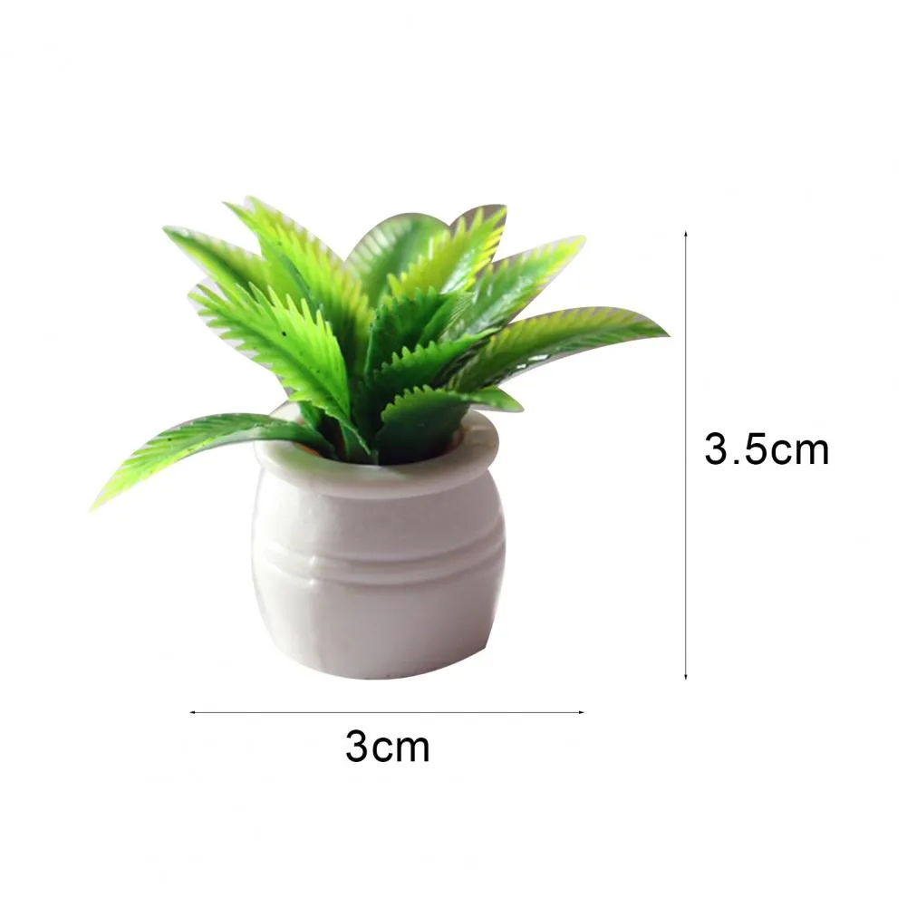 Dollhouse Miniature Green Plant In White Pot - 1:12 Scale, Height 40mm, Perfect For Dollhouse Garden Or Home Decor - View #3