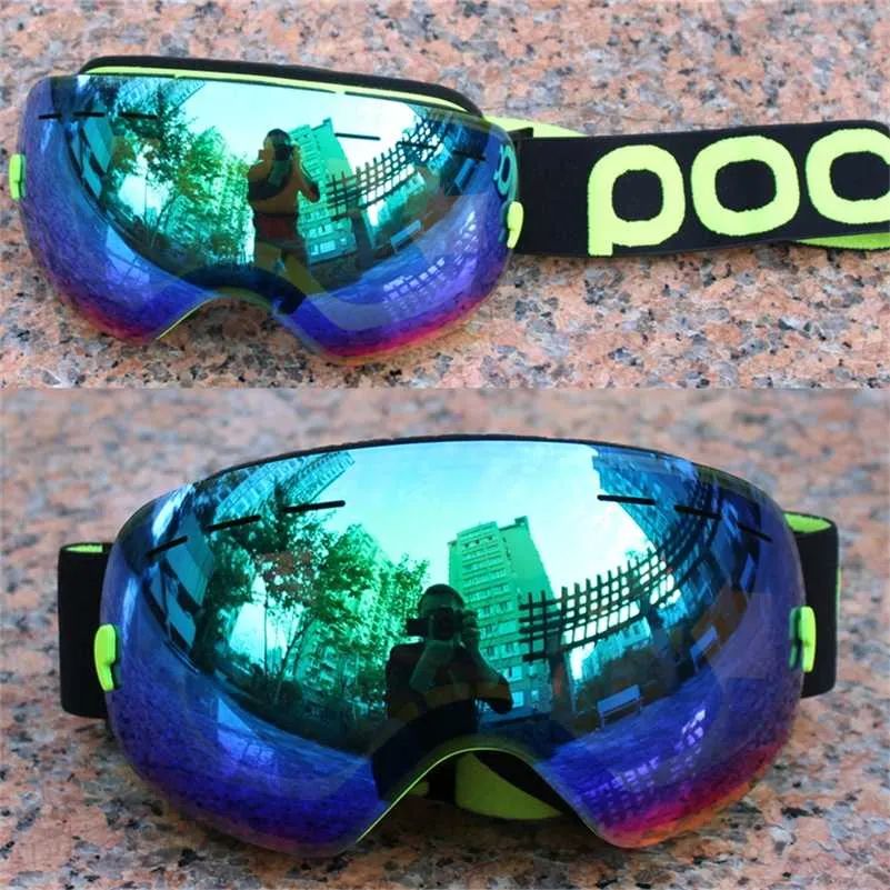 POC Marque Ski Goggles Double Couches UV400 Anti-Brouillard Grand Masque de ski Lunettes Ski Hommes Femmes Snowboard Snowboard Polarized Lens 220110