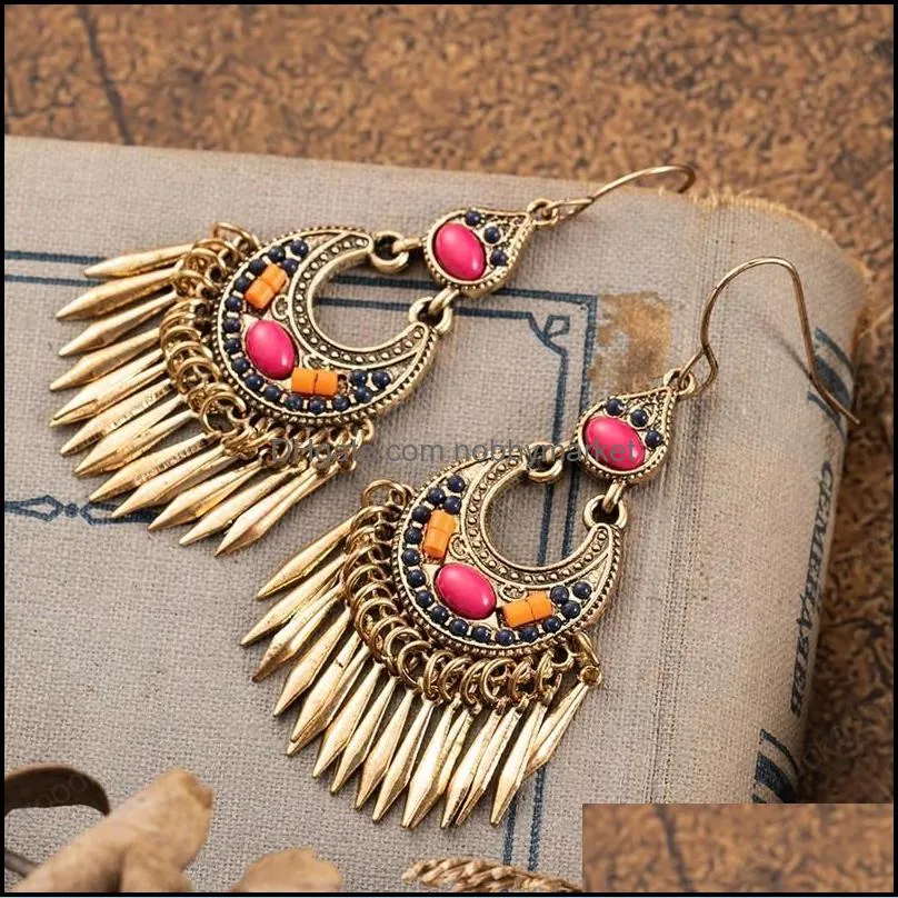 Rose Goldn Tassel Earring For Women Bohemia Ethnic Dangle Earrings Female Brincos Indian Jewelry Accessories