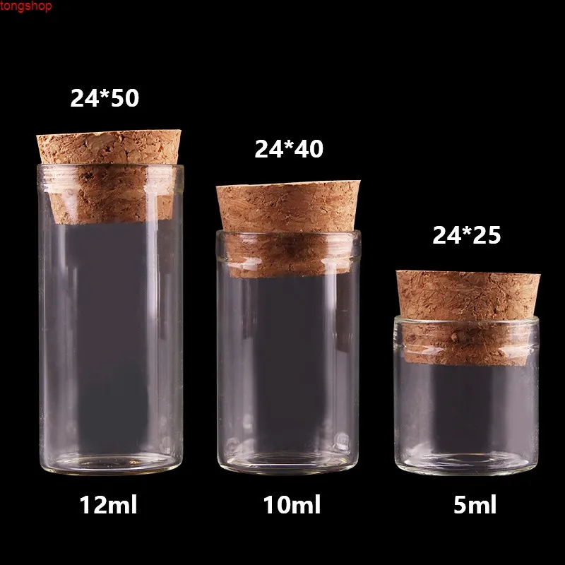5 ml / 10ml / 12ml Små provrör med korkstoppflaskor Tiny Glasflaska Krukor Flaskor DIY Craft 50PCSGoods