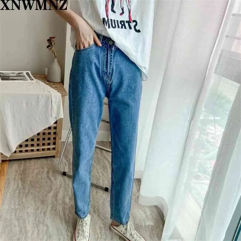 Jeans boyfriend da donna vintage per donna mamma pantaloni a matita casual blu a vita alta pantaloni denim streetwear coreani 210520