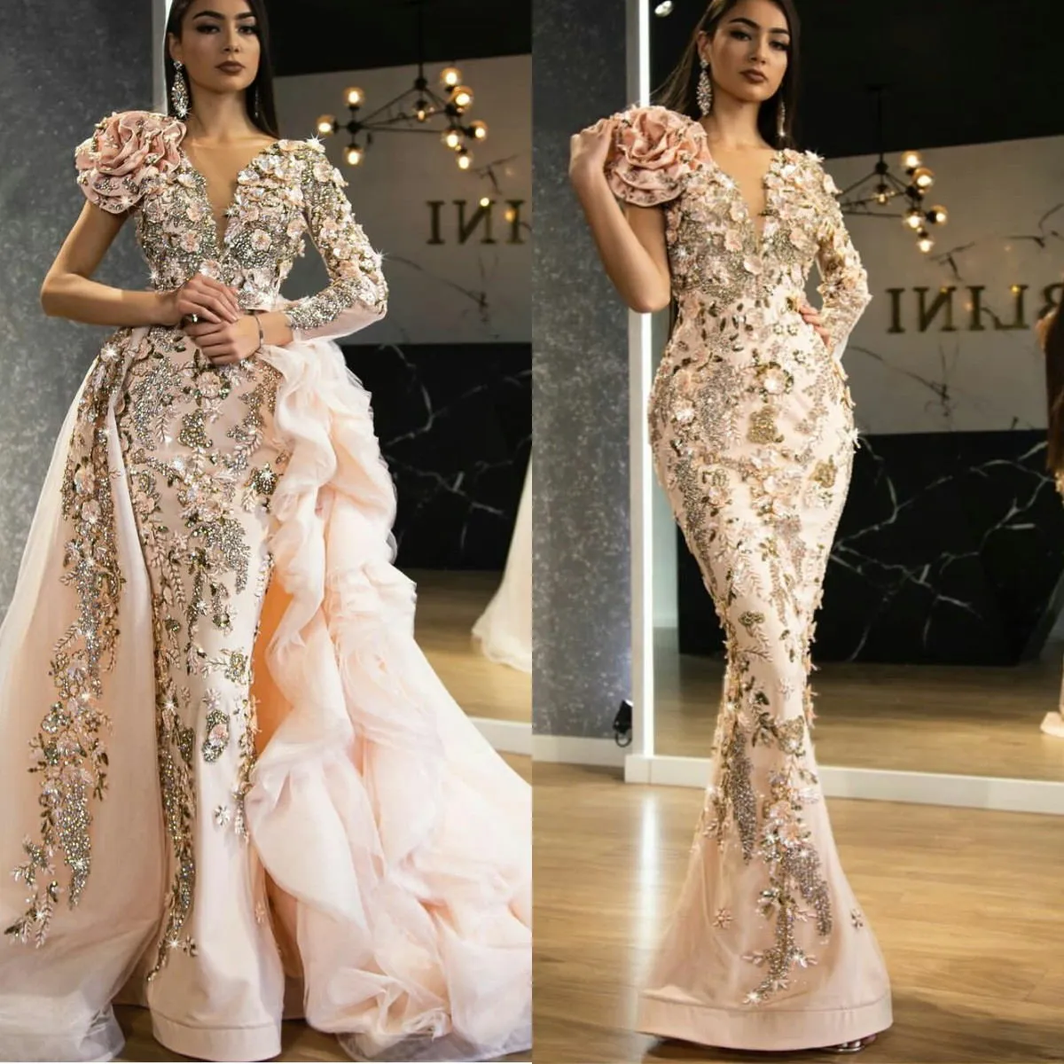 Handmade Satin Mermaid Prom Dress, V Neck, Long Capped Sleeves, Crystal Beaded  Lace Applique, Detachable Train, Natural Waist, Plus Size Evening Gown From  Foreverbridal, $467.38 | DHgate.Com