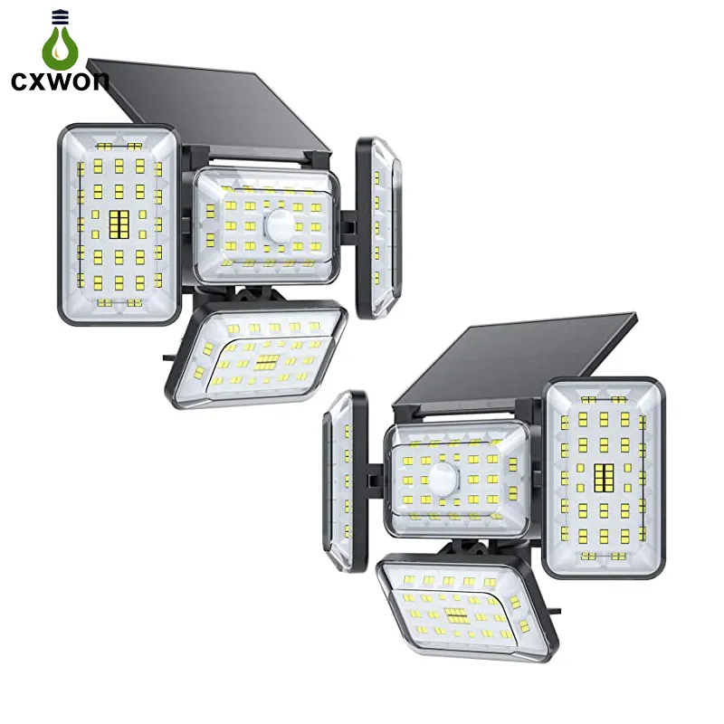 242LED 4 Heads solar wall lamps for outside house waterproof 1200LM landscape spotlights outdoor garden decor lights