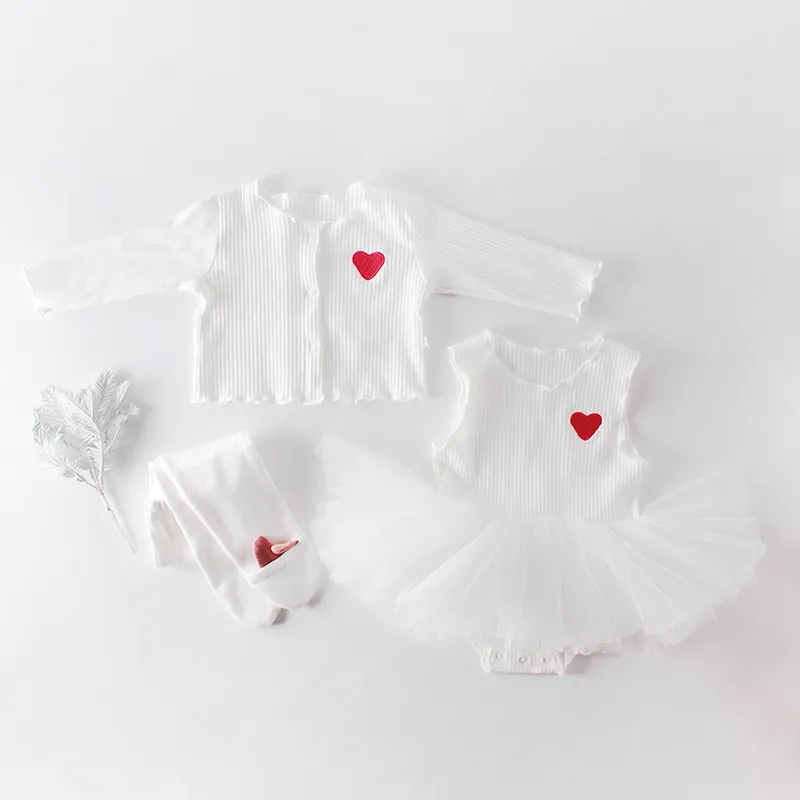 0-2yrs бренд девочка одежда весна младенческий многослойный экран жилет юбка + любовь вышитая куртка подарок 210429