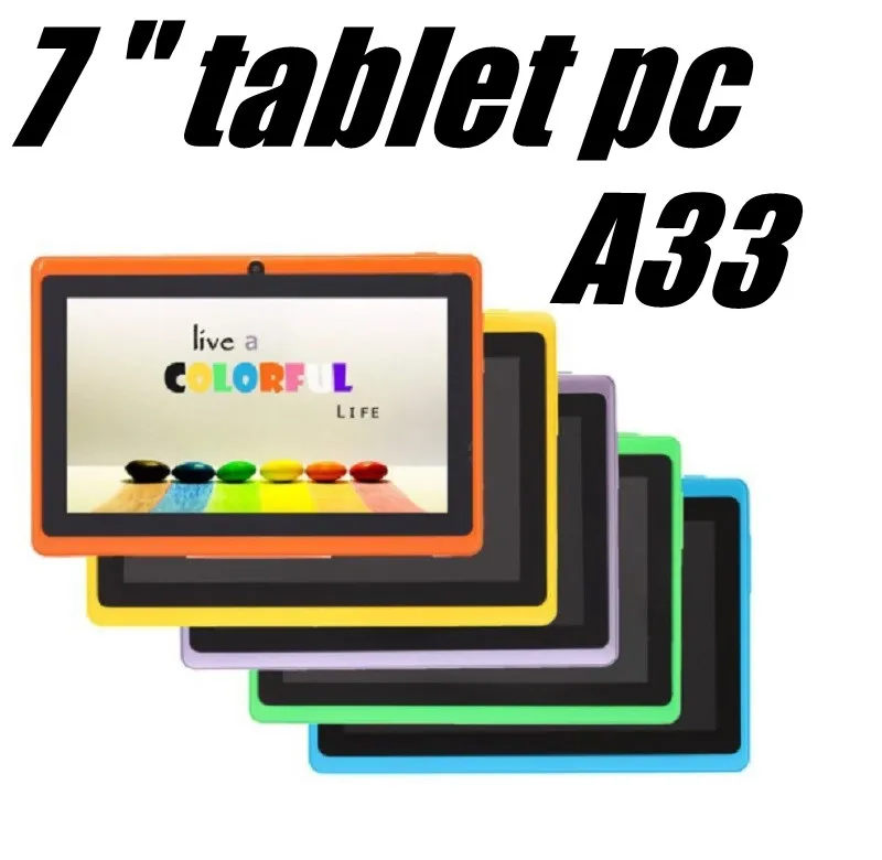 2021 7 polegadas Android 6.0 Google Tablet PC Wifi Quad Núcleo 1.5GHz 1GB RAM 8GB ROM Q88 Allwinner A33 7 "Camera Dual