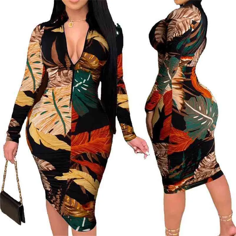 Vestuário Plus Size para Mulheres Vestidos S-5XL Manga Longa Vestido Vintage Elegante Cintura Alta Bodycon Dress Por Atacado Drop 210806