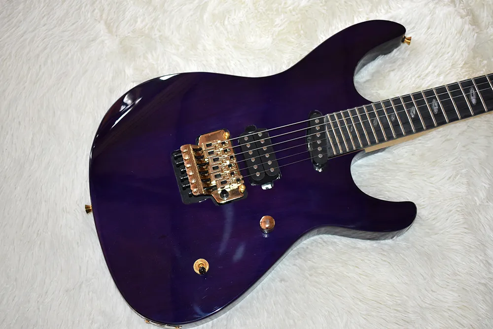 エレキギター、6 弦、パープル、珍しい形状、27 フレット