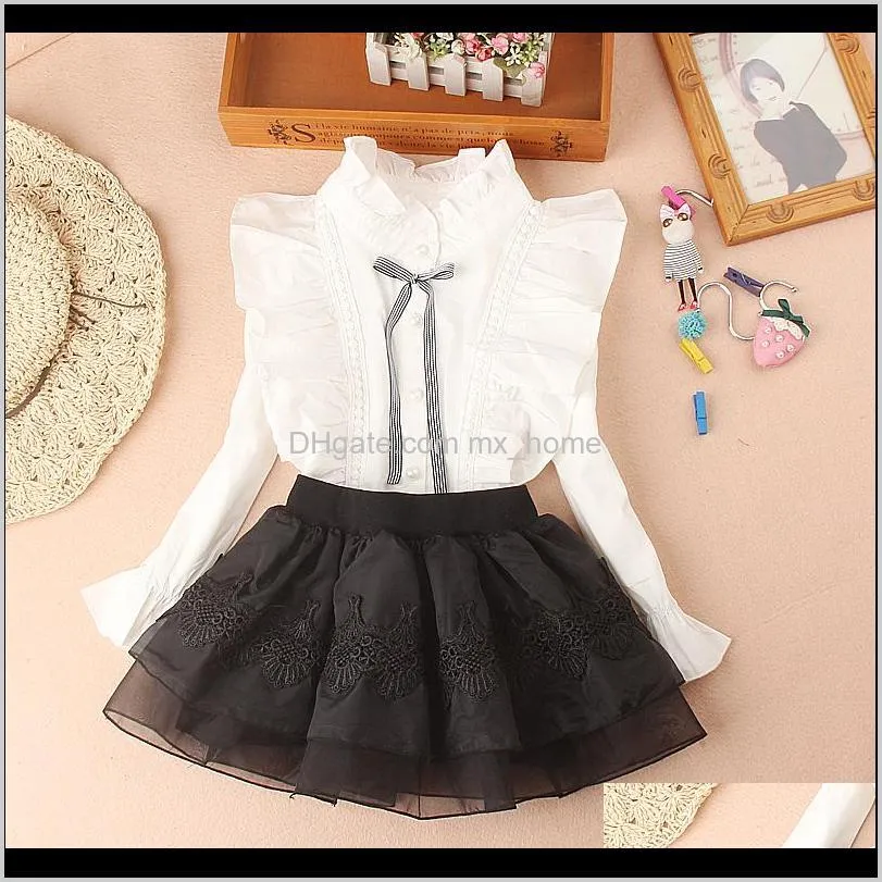 new arrival girls blouses fall children clothes white mandarin collar blouse for back to school shirts for teen kids tops 210305
