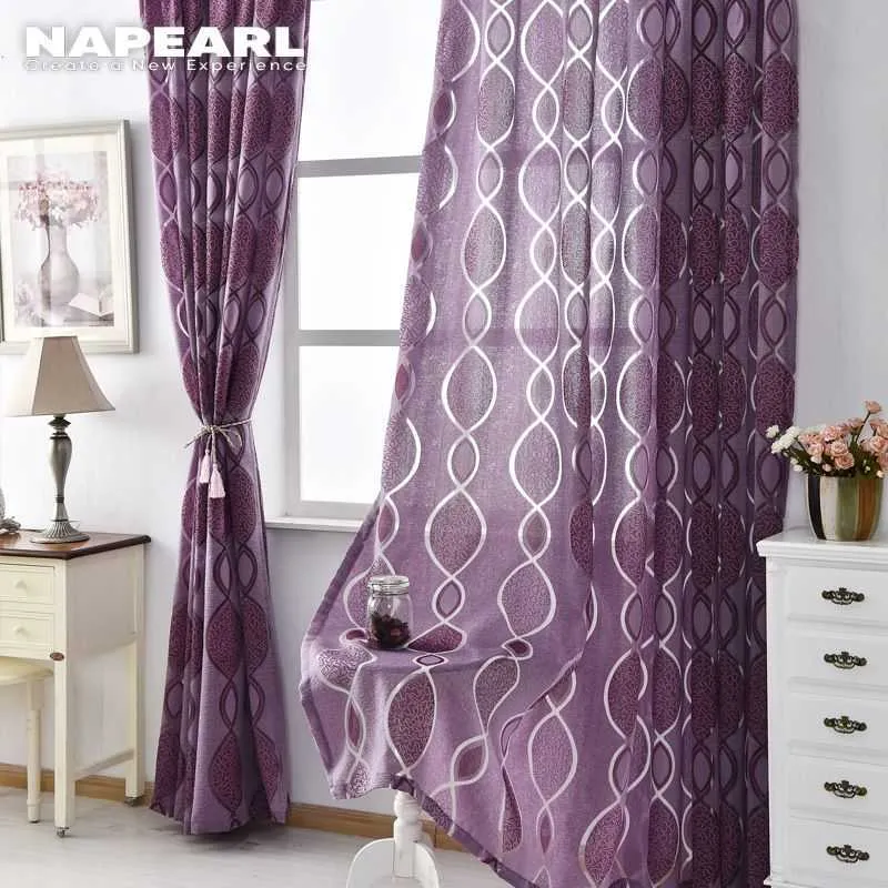 Napearl 1pc moderne gordijn huis textiel woonkamer raam stof paars luxe mode allemaal match kant-en-klare decor 210712