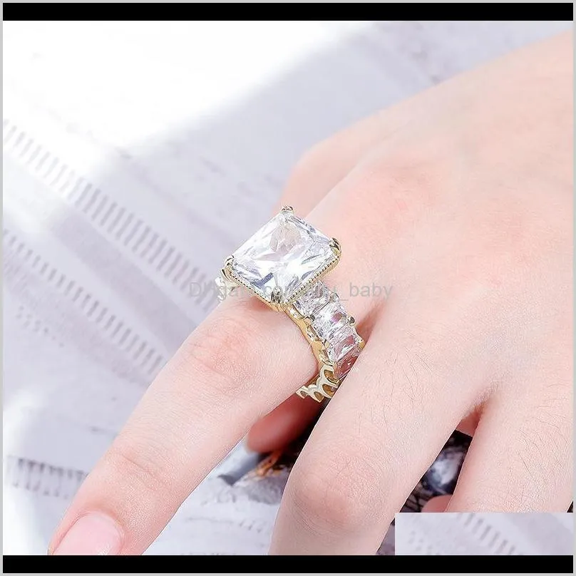 big square diamond rings luxury elegance engagement rings for women fashion wedding ring zircon jewelry accessories