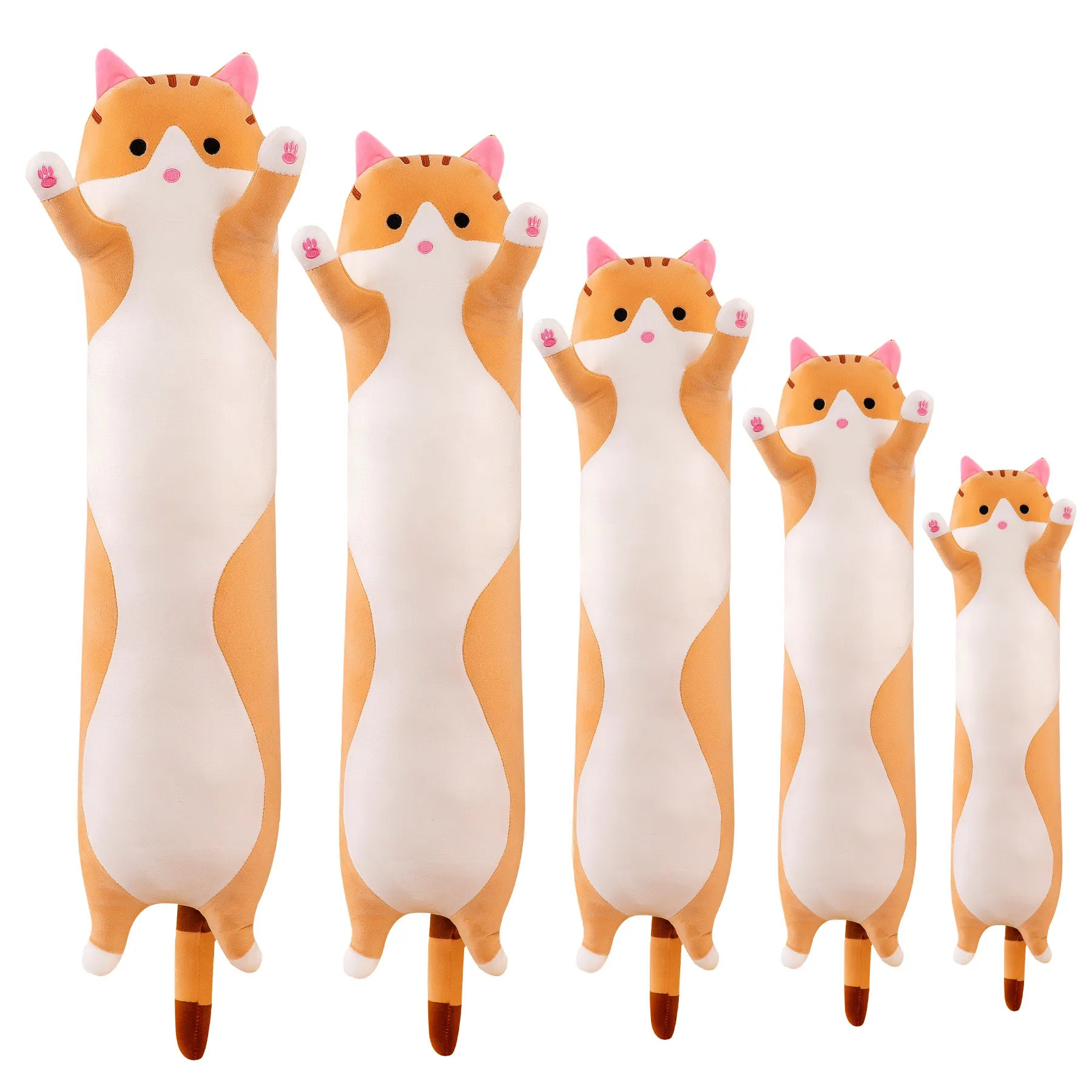 Almofadas longas bonito dos desenhos animados gato almofada de pelúcia brinquedo confortável e suave quarto almofada