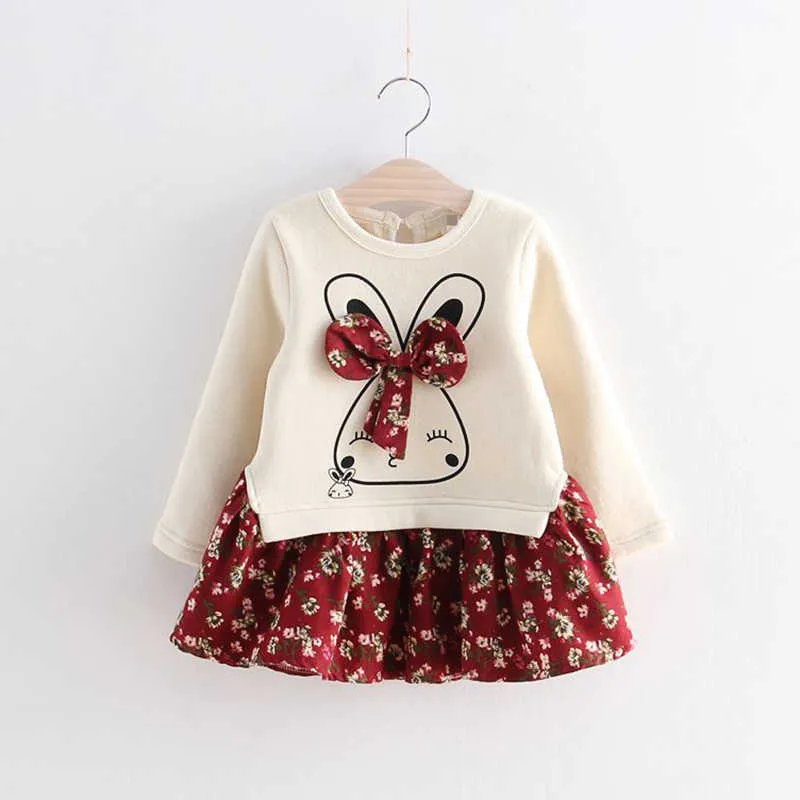 Baby jurk herfst bloem prinses jurk peuter meisjes kleding kinderkleding schattige konijnendieren baby meisjes jurken 2-6t G1026