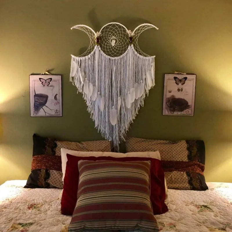 Dream Catcher Tapestry Triple Moon Goddess Macrame Wall Hanging Boho Half Large  Dream Catcher Decor Home Bedroom Chic Decoration Art Craft Gift From  Ccapablea, $24.53