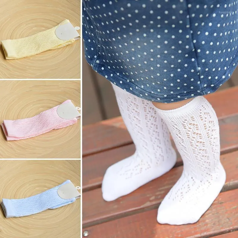 Footies Fashion Baby Girls Knee High Long Socks Spring Summer Cute Toddlers Children Breathable Mesh Cotton Kids