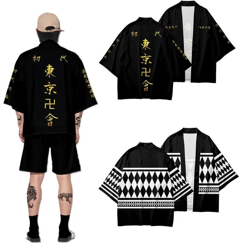 Ethnic Clothing Anime Tokyo Revengers T-shirt Hanagaki Takemichi Ken Ryuguji Cloak Tops Jackets Draken Haori Ryuguuji Mikey Kimono Coats Men